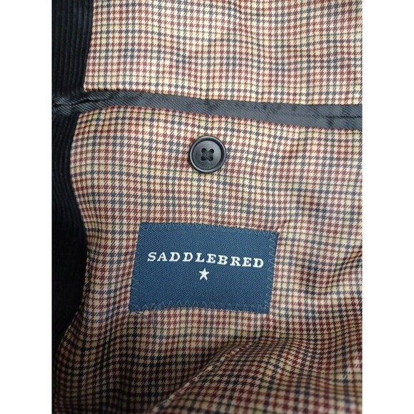 Saddlebred 46R Black 100% Cotton Corduroy Blazer Sport Coat Jacket - Picture 8 of 10